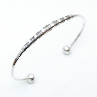 Bijoux ethniques touareg berberes bracelet en argent 925 massif homme femme enfant gourmette jonc ouvert rond gravs - Niger 016 a