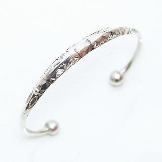 Bijoux ethniques touareg berberes bracelet en argent 925 massif homme femme enfant gourmette jonc ouvert angle grav - Niger 124 a