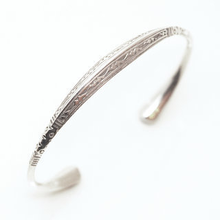 Bijoux ethniques touareg berberes bracelet en argent 925 massif homme femme enfant gourmette jonc ouvert angle grav - Niger 129 a