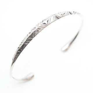 Bijoux ethniques touareg berberes bracelet en argent 925 massif homme femme enfant gourmette jonc ouvert angle grav - Niger 130 a