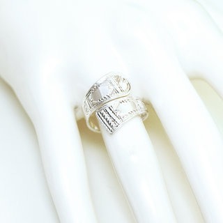 Bijoux ethniques touareg bague berbre en argent 925 massif femme fine rglable ajustable ouverte grave gravure artisanale - Niger 351 b