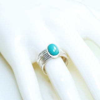 Bijoux ethniques touareg berbres bague en argent 925 massif semainier femme homme semainier pierres semi-prcieuses vraie Turquoise grav multi plusieurs sept anneaux - Niger 028 b