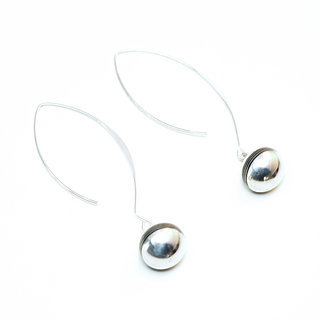 Bijoux ethniques touareg berbres boucles d'oreilles en argent 925 massif femme pendantes boule ronde perle lignes et bois bne - Niger 117 a