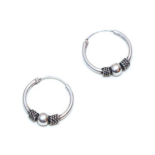 Bijoux ethniques indiens boucles d'oreilles croles en argent 925 massif cercles rondes filigranes serpent graves npalais - Npal 030 a