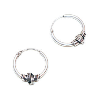 Bijoux ethniques indiens boucles d'oreilles croles en argent 925 massif cercles rondes filigranes serpent graves npalais - Npal 037 a