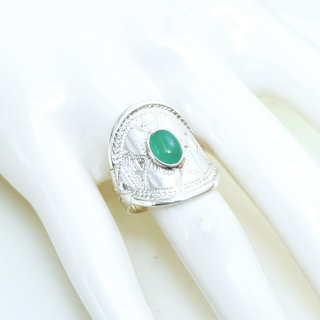 Bijoux ethniques touareg berbres bague en argent 925 massif pierres semi-prcieuses personnaliss femme homme navette longue bandeau gravure Agate verte - Niger 100 b