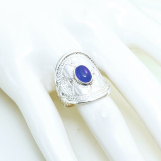 Bijoux ethniques touareg berbres bague en argent 925 massif pierres semi-prcieuses personnaliss femme homme navette longue bandeau gravure Agate bleue - Niger 100 b