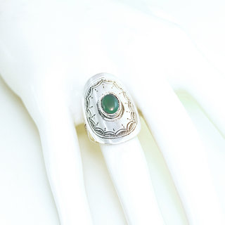 Bijoux ethniques touareg berbres bague en argent 925 massif pierres semi-prcieuses personnaliss femme homme grande ovale gravure Agate verte - Niger 104 b