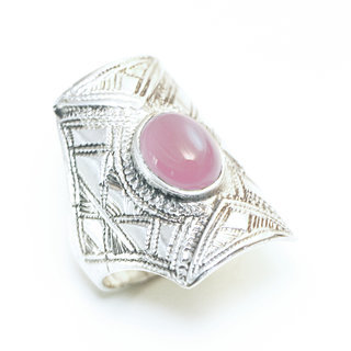 Bijoux ethniques touareg berbres bague en argent 925 massif pierres semi-prcieuses personnaliss femme homme chevalire rectangle gravure Quartz rose - Niger 105 a