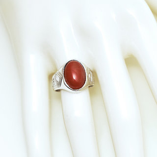 Bijoux ethniques touareg berbres bague ovale grave argent 925 cornaline orange rouge - Niger 001 b