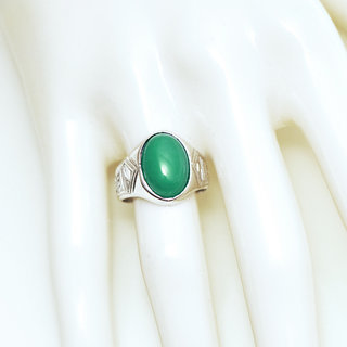 Bijoux ethniques touareg berbres bague ovale grave argent 925 agate verte - Niger 001 b