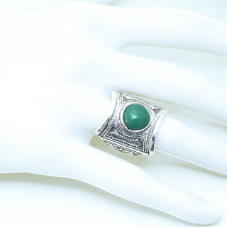 Bijoux ethniques touareg berbres bague argent 925 femme homme chevalire pierres semi-prcieuses Agate verte carr personnalise gravure - Niger 007 b