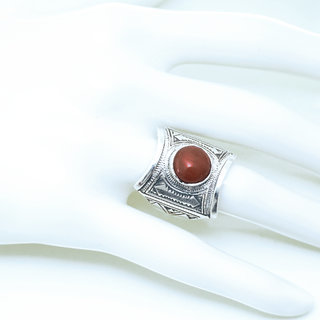 Bijoux ethniques touareg berbres bague argent 925 femme homme chevalire pierres semi-prcieuses Cornaline rouge orange carr personnalise gravure - Niger 007 b