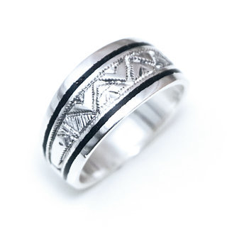 Bijoux ethniques touareg berbres bague en argent 925 massif femme homme anneau alliance mixte mariage gravure prnom personnalis grav fin bois d'bne - Niger 056 a