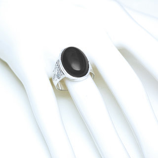 Bijoux touareg ethniques berbres bague chevalire en argent 925 massif femme grande grave et pierre fine ovale onyx noir - Niger 069 b