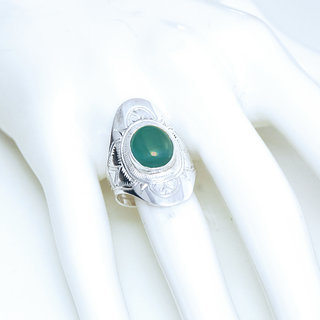 Bijoux ethniques touareg berbres bague argent 925 femme homme pierres semi-prcieuses fines agate verte ovale navette grave artisanale personnalis - Niger 147 b