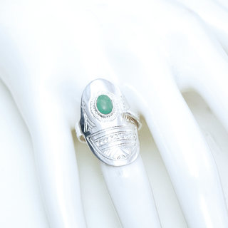 Bijoux ethniques touareg berbres bague en argent 925 massif femme pierres semi-prcieuses vraie aventurine verte ovale rglable ajustable - Niger 149 b