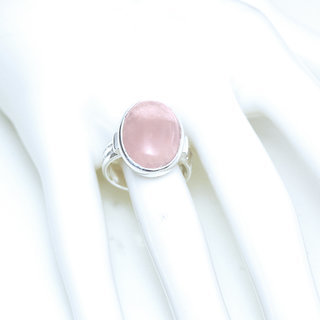 Bijoux ethniques touareg berbres bague argent 925 femme pierres semi-prcieuses fines quartz rose ovale grave artisanale personnalis - Niger 150 b