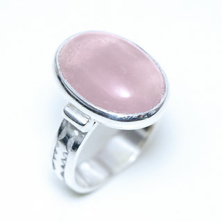 Bijoux ethniques touareg berbres bague argent 925 femme pierres semi-prcieuses fines quartz rose ovale grave artisanale personnalis - Niger 150 a