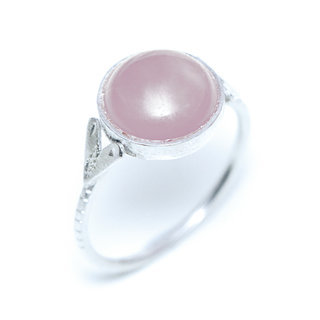 Bijoux ethniques touareg berbres bague argent 925 femme pierres semi-prcieuses fines Quartz rose ronde gravure artisanale personnalise - Niger 158 a