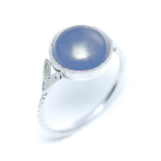 Bijoux ethniques touareg berbres bague argent 925 femme pierres semi-prcieuses fines agate bleue ronde gravure artisanale personnalise - Niger 158 a