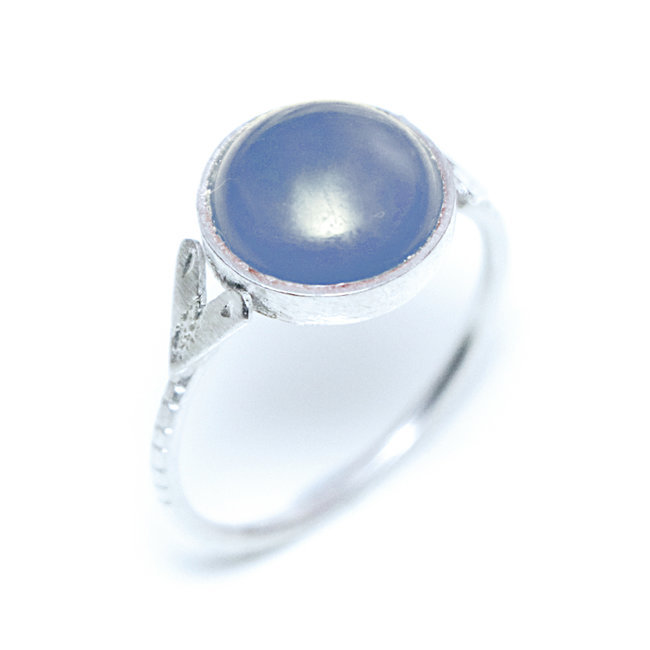 Bague argent 925 touareg ronde fine et Agate bleue - Niger 158