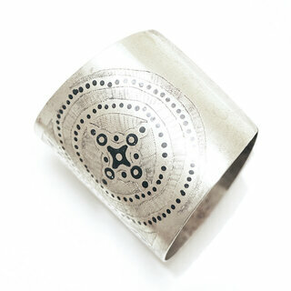 Bijoux ethniques africains bracelet manchette touareg en bronze argent grav femme large rglable ajustable mauritanien - Mauritanie 015 c