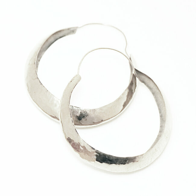 Boucles d'oreilles bronze argenté créoles - Mali 001