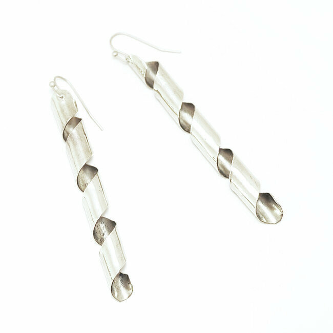 Boucles d'oreilles bronze argenté twist - Mali 018