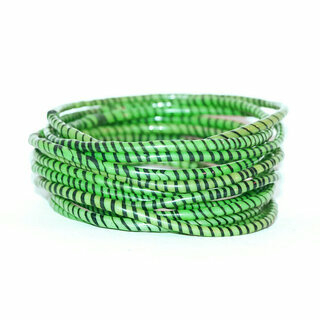 Bijoux Africains Bracelet Jokko Plastique Recycl Tendance Ethniques Vert Absinthe Lot de 12 - Mali 091 a