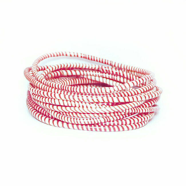 Lot de 12 bracelets Jokko en plastique recyclé Nacarat rose rouge - Mali 104