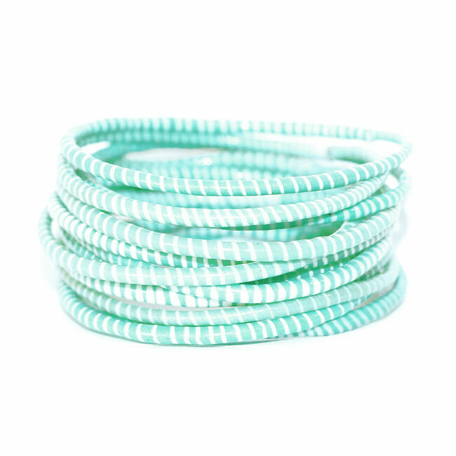 Lot de 12 bracelets Jokko en plastique recyclé Vert opaline - Mali 094