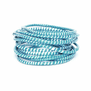 Bijoux Africains Bracelets Jokko en Plastique Recycl Tendance Ethniques Bleu Sarcelle Lot de 12 - Mali 095 a