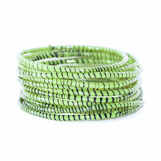 Bijoux Africains Bracelet Jokko Plastique Recycl Tendance Ethniques Mix Vert Pomme Lot de 12 - Mali 096 a