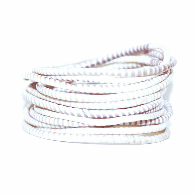 Lot de 12 bracelets Jokko en plastique recyclé Rose glycine - Mali 107