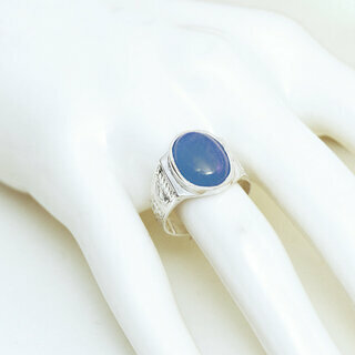 Bijoux ethniques touareg berbres bague argent 925 femme homme pierres semi-prcieuses agate bleue grave gravure artisanale personnalise - Niger 138 b